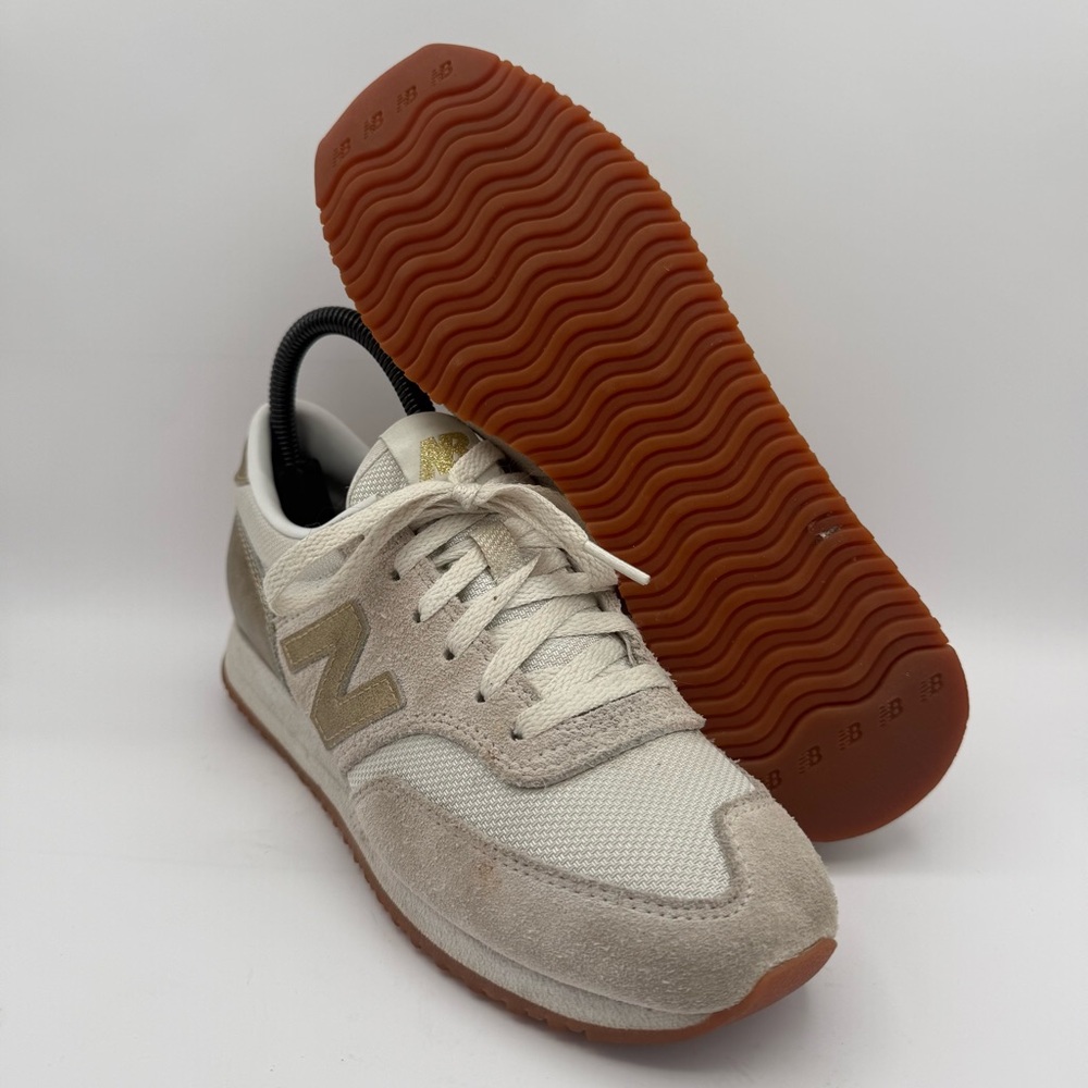 Women’s New Balance J. Crew 620 Cream Beige Gold Gum Sole Sneakers Shoes Size 7